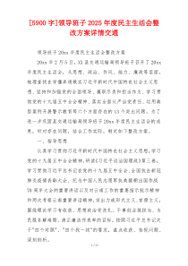 [5900字]领导班子2025年度民主生活会整改方案详情交通