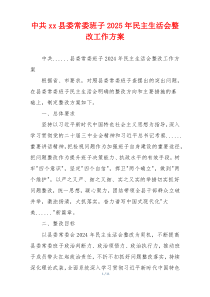 中共xx县委常委班子2025年民主生活会整改工作方案