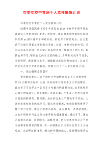市委党校中青班个人党性锻炼计划