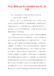 市文广新局2025年工作总结和2025年工作计划