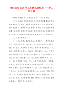 市财政局2025年工作情况总结及下一步工作计划
