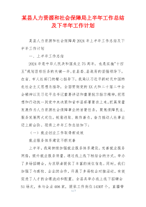 某县人力资源和社会保障局上半年工作总结及下半年工作计划
