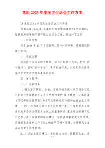 党组2025年度民主生活会工作方案