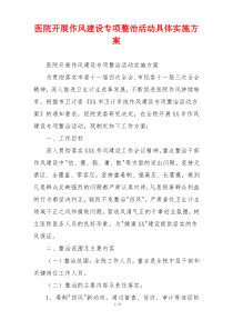 医院开展作风建设专项整治活动具体实施方案