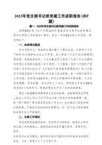 2025年党支部书记抓党建工作述职报告（共9篇）