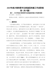 2025年度乡镇党委书记抓基层党建工作述职报告精选（参考范文9篇）