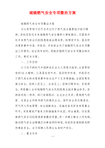 城镇燃气安全专项整治方案