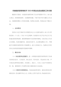 市委组织部领导班子2024年民主生活会整改工作方案