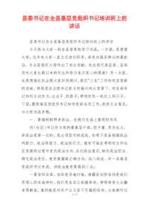 县委书记在全县基层党组织书记培训班上的讲话