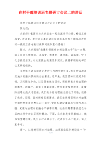 在村干部培训班专题研讨会议上的讲话