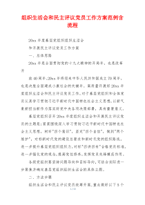 组织生活会和民主评议党员工作方案范例含流程