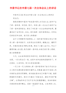 市委书记在市委七届一次全体会议上的讲话