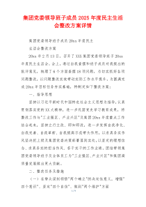 集团党委领导班子成员2025年度民主生活会整改方案详情