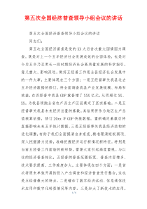 第五次全国经济普查领导小组会议的讲话