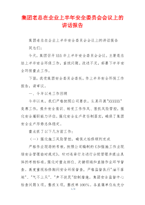 集团老总在企业上半年安全委员会会议上的讲话报告