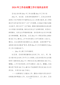 2024年工作总结暨工作计划农业农村