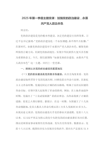 2025年第一季度主题党课加强党的政治建设永葆共产党人政治本色