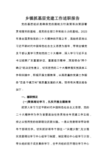 乡镇抓基层党建工作述职报告