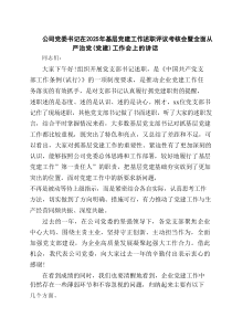 公司党委书记在2025年基层党建工作述职评议考核会暨全面从严治党（党建）工作会上的讲话（共3篇）