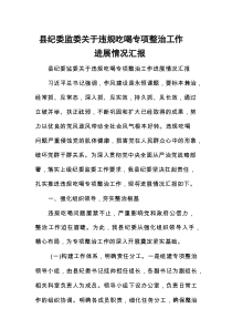 县纪委监委关于违规吃喝专项整治工作进展情况汇报