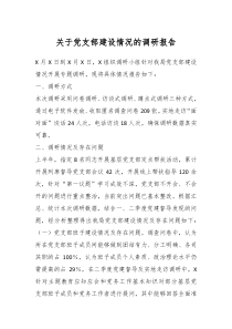 关于党支部建设情况的调研报告