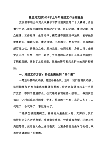 基层党支部2025年上半年党建工作总结报告精选（6篇）