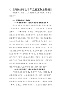 局2025年上半年党建工作总结报告
