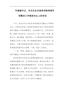 市委副书记市长在全市政府采购领域专项整治工作推进会议上的讲话