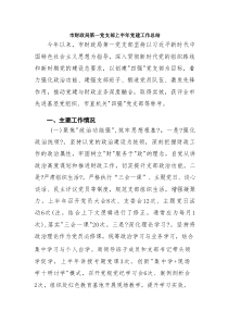 市财政局第一党支部上半年党建工作总结