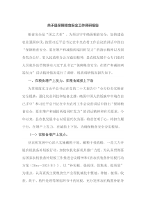 关于县保障粮食安全工作调研报告