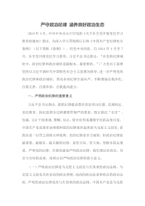 严守政治纪律涵养良好政治生态