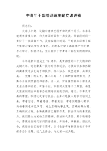 中青年干部培训班主题党课讲稿
