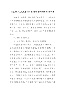 县乡人民政府2024年工作总结和2025年工作打算