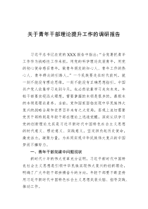 关于青年干部理论提升工作的调研报告