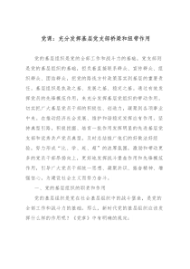 党课充分发挥基层党支部桥梁和纽带作用