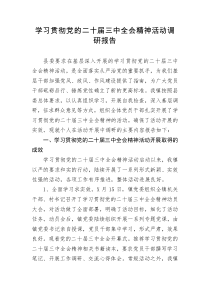 学习贯彻党的二十届三中全会精神活动调研报告