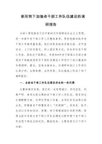 新形势下加强老干部工作队伍建设的调研报告