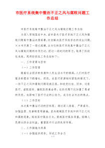 市医疗系统集中整治不正之风与腐败问题工作总结