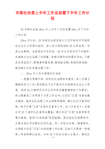 市委社治委上半年工作总结暨下半年工作计划