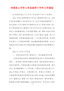 市政协上半年工作总结和下半年工作谋划