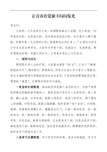 党课让青春在党旗下闪闪发光党课讲稿范文青年干部年轻干部