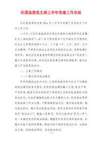 纪委监委党支部上半年党建工作总结