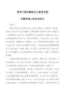 党课讲稿领导干部在集团办公室党支部专题党课上的讲话范文