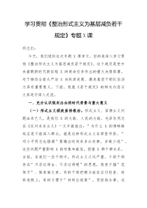学习贯彻整治形式主义为基层减负若干规定专题党课