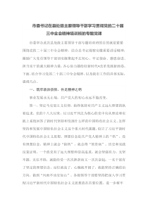 市委书记在县处级主要领导干部学习贯彻党的二十届三中全会精神培训班的专题党课