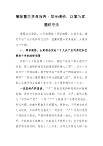 廉政警示党课报告深学细悟以案为鉴遵纪守法