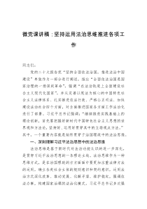 微党课讲稿坚持运用法治思维推进各项工作