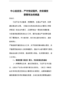 中心组发言：严守党纪程序，夯实镇党委管党治党根基