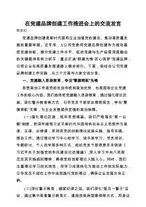 交流发言：党建品牌创建工作推进会