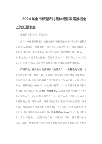 2024年全市新型农村集体经济发展推进会上的汇报发言